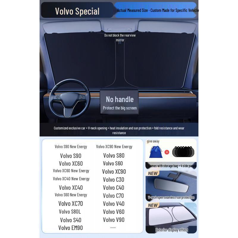 Car Sun Visor Sunshade for Small Windows - Heat Insulation Curtain for Interior Windshield
