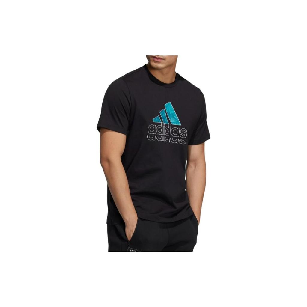 adidas Sport Casual Round Neck Logo T-Shirt Men Tops Black HE9912