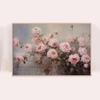Dipinto ad olio vintage di fiori Rosa rosa vaso finestra vicino al fiume poster pittura su tela arte da parete immagini arredamento per la casa