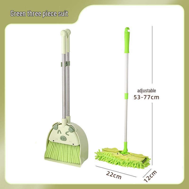 Kids' Pretend Play Cleaning Set: Broom, Mop, and Dustpan with Little Pig Design