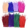 1Meter Colorful Ostrich Feathers On Ribbon Tape 10-15Cm Feather Fabric Tassel Fringe Trim Flecos Sewing Needlework Clothes Decor