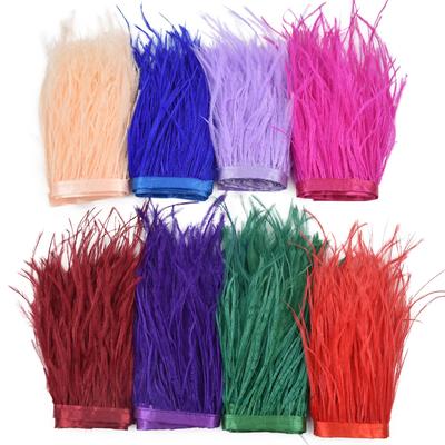1 Metro Plumas de Avestruz Coloridas en Cinta de Raso 10-15Cm Tela de Plumas Borla Flecos Adorno Flecos Costura Labores Ropa Decoración