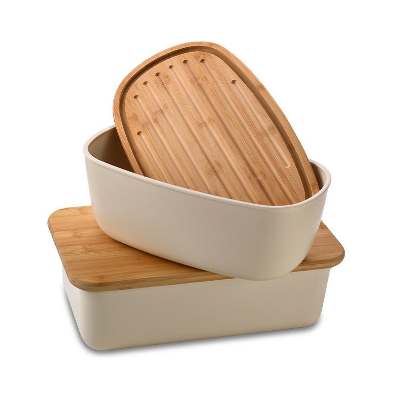 Nordic Bread Box: Large Capacity with Wooden Lid & Cutting Board