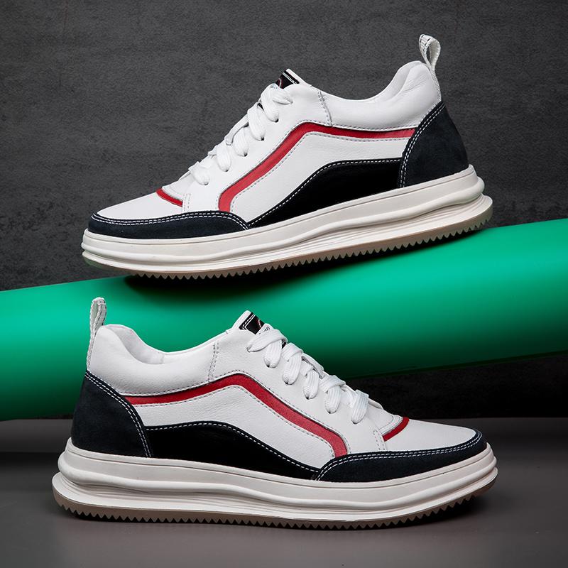 ModăPiele Naturală Adidași de Bărbați Modă Nouă Bărbați Timp Liber Mers Încălțăminte Talpă Groasă Pantofi Casual Bărbați Anti-Alunecare Pantofi Skateboard