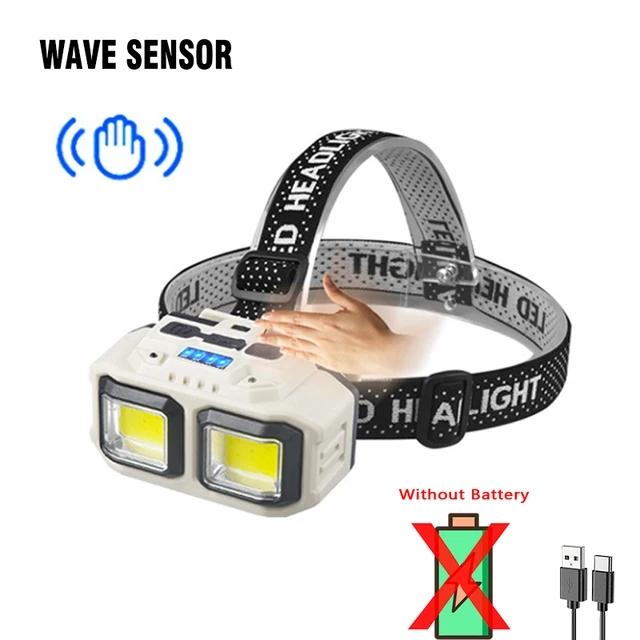Potente linterna frontal LED recargable por USB, linterna frontal impermeable, luz para acampar, pescar y minería