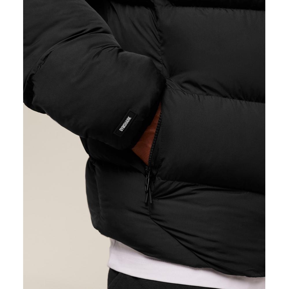 Gymshark Kapuzen-Pufferjacke Schwarz A3b4b Bb2j