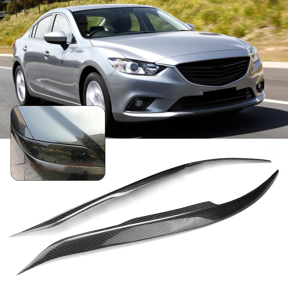 Carbon Fiber Car Headlight Eyebrow Eyelid Cover Trim Fits for Mazda 6 20032013