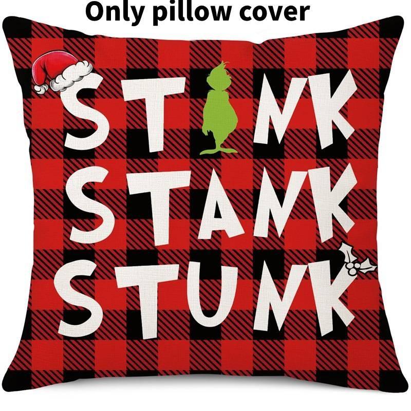 Cozy Green And Red Grinch Christmas Pillow Cover For Stylish Home Dcor 45x45cm