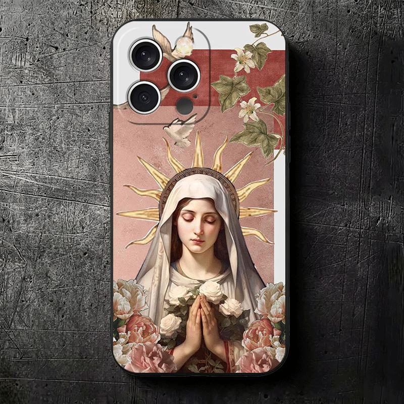 Virgen Mary Virgin De Guadalupe Soft Phone Case for iPhone 16 16E 17 Air 15 Pro Max 14 Plus 13 Mini 11 12 7 Black Cover Back She