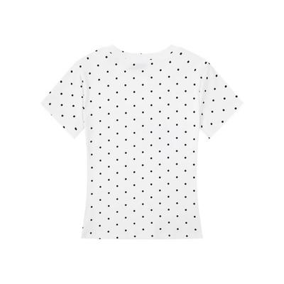 American Polka Dot Letter Printing Front Shoulder Short Sleeve Women's Summer New Slim and Thin Casual T-shirt Top