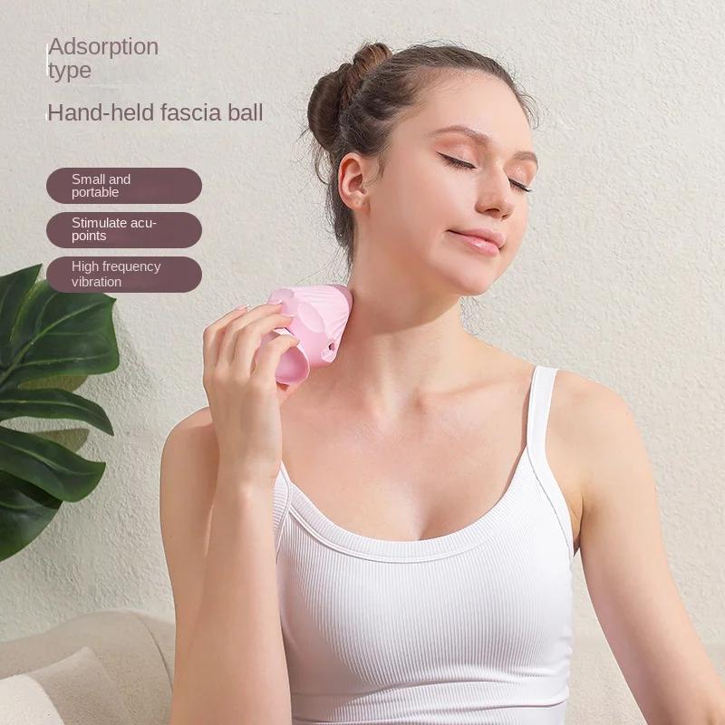 Deep Acupoint Massage Tools USB Massage Ball with Suction Cup Manual Back Neck and Waist Region Relaxing Vibration Massage Ball