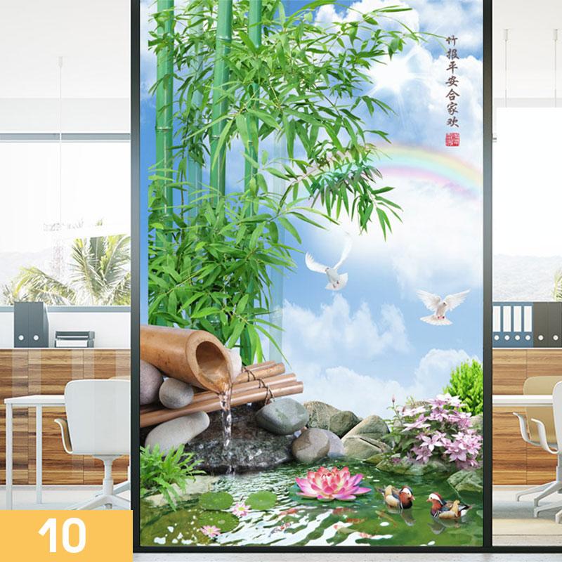 

Ретро-китайский стиль бамбуковый узор оконная пленка зеленая бамбуковая статическая клейкая стеклянная наклейка раздвижная дверь матовая конфиденциальная оконная пленка 55X90cm