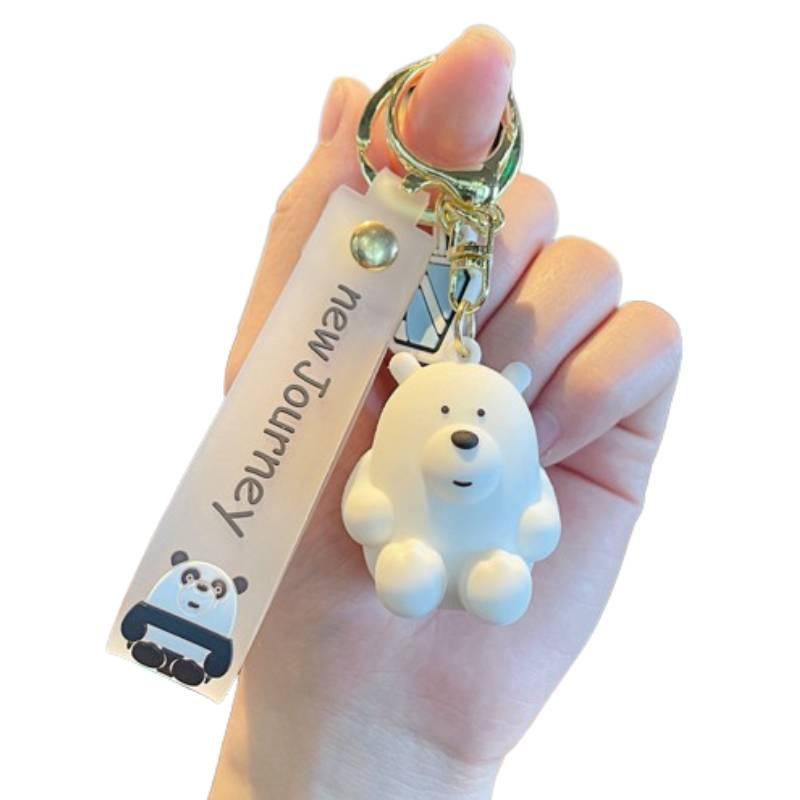 Cute Cartoon Sitting Bear Keychain Creative Car Bag Accessory Unique Gift For Men And Women