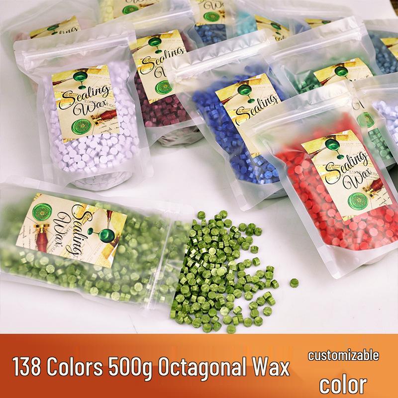 148 Pearlescent Octagonal Sealing Wax Beads - Mixable Colors, 500g Package