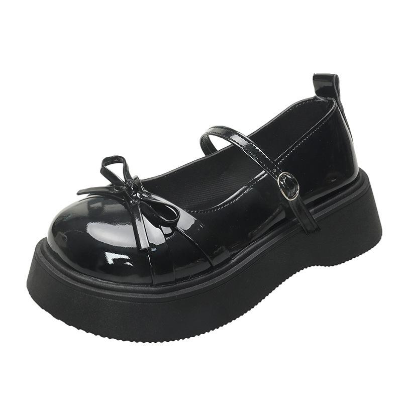 

New spring clear bow small leather shoes women s college style shows long legs and high soft soles are not tired 35 чорний