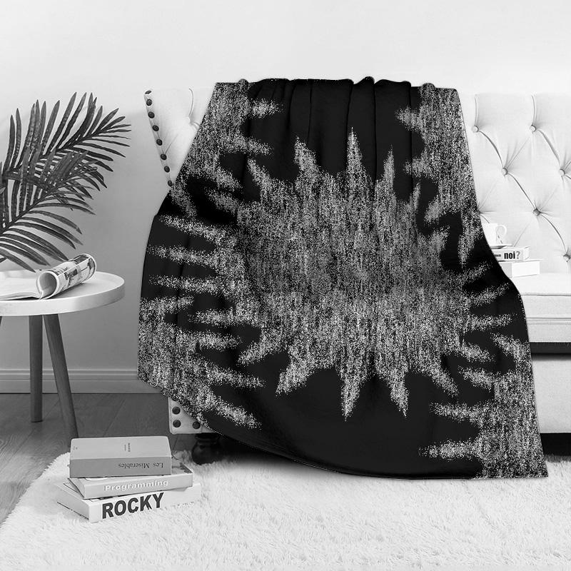 Seamless White Black Lace Snowflake Pattern Knit Blanket Scarf for Women Winter Cozy Bed Throw Decor Gift