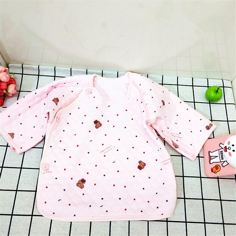 

S1101 Бавовняна тепла сорочка для новонародженого - Рукава реглан, Дизайн ченця на половині спини Suitable for 0-3 Months Baby