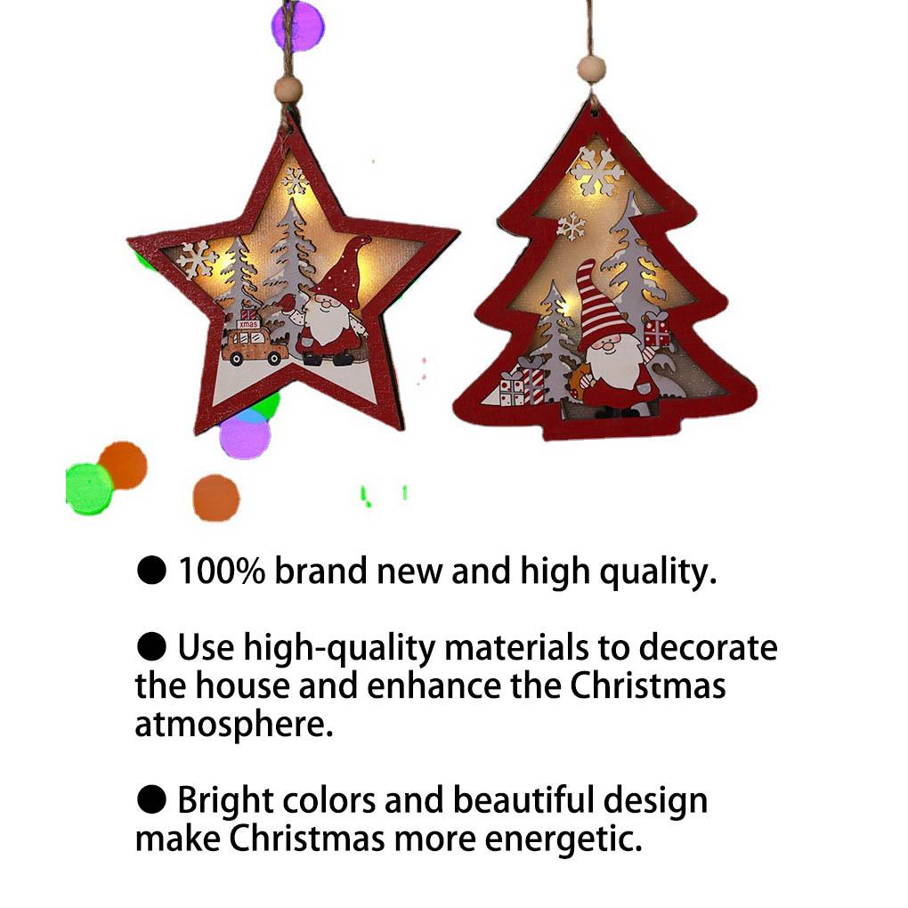 Christmas Pendant Window Wall Hanging Xmas Decoration Festival Party Holiday Atmospheres Decor Seasonal Wood Battery Operated