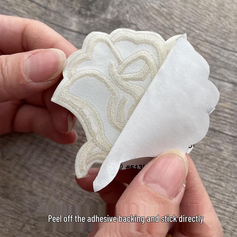 Self-Adhesive Rose Embroidery Patch for Mending, Repairing, Décor, and Versatile Applications.