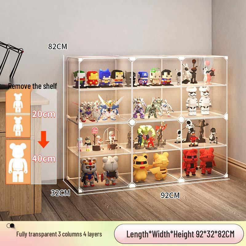Transparent Lego Brick Display Cabinet: Dustproof Acrylic Storage for Figurines