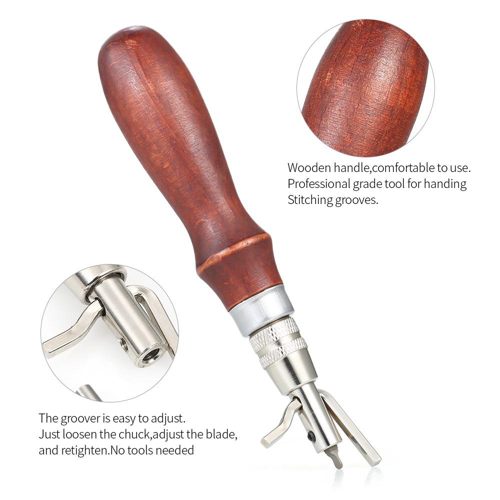 Interchangeable Tips Creasing Edge Beveler Adjustable Leathercraft Cutting Tool Trimming & Digging