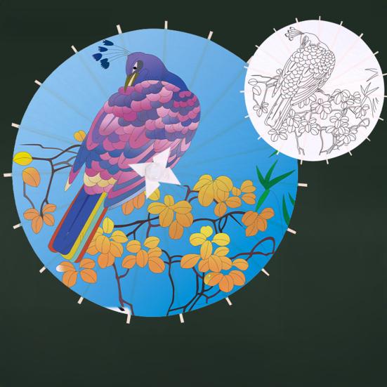 DIY Coloring Paper Umbrella with Bamboo Handle Handmade Chinese Oiled Paper Umbrella White Paper Umbrella Japanese Parasol Decoration