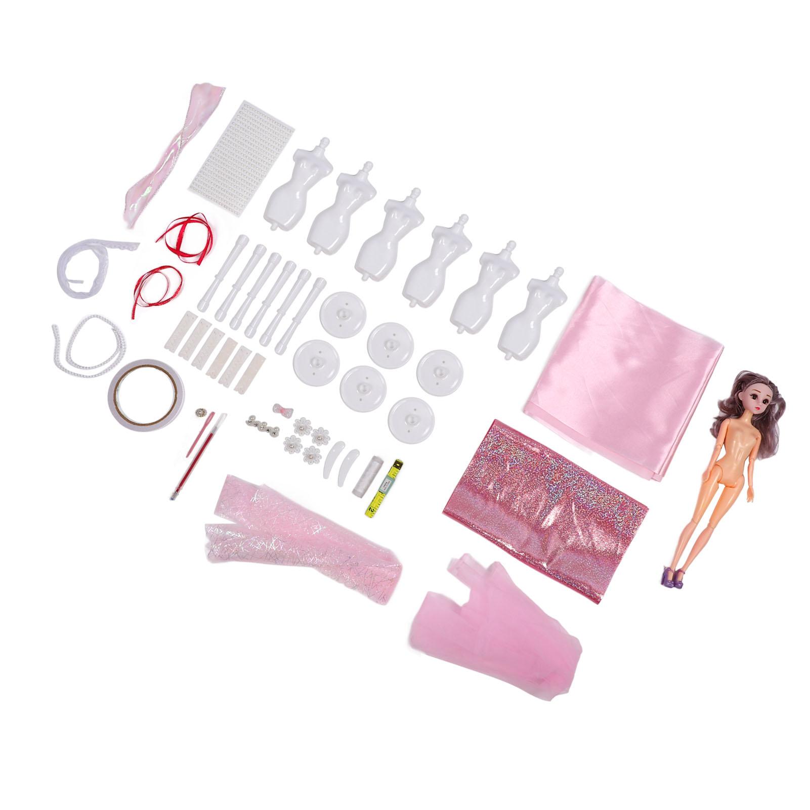 

Doll Clothes Making Kit Clothing Design Materials Supplies for Girls with 6 Mannequins Arts Crafts Toy Set
