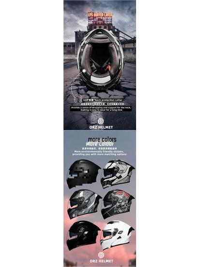 E5GOrz Motorcycle Flip-up Helmet for Men & Women - Full Face, All-Season, with Personality Tail Wing & Bluetooth Slot, 3C Certified