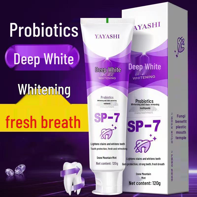 YAYASHI SP-4 Probiotic Whitening Toothpaste - Freshens breath and reduces yellowing, suitable for the whole family, 120g.