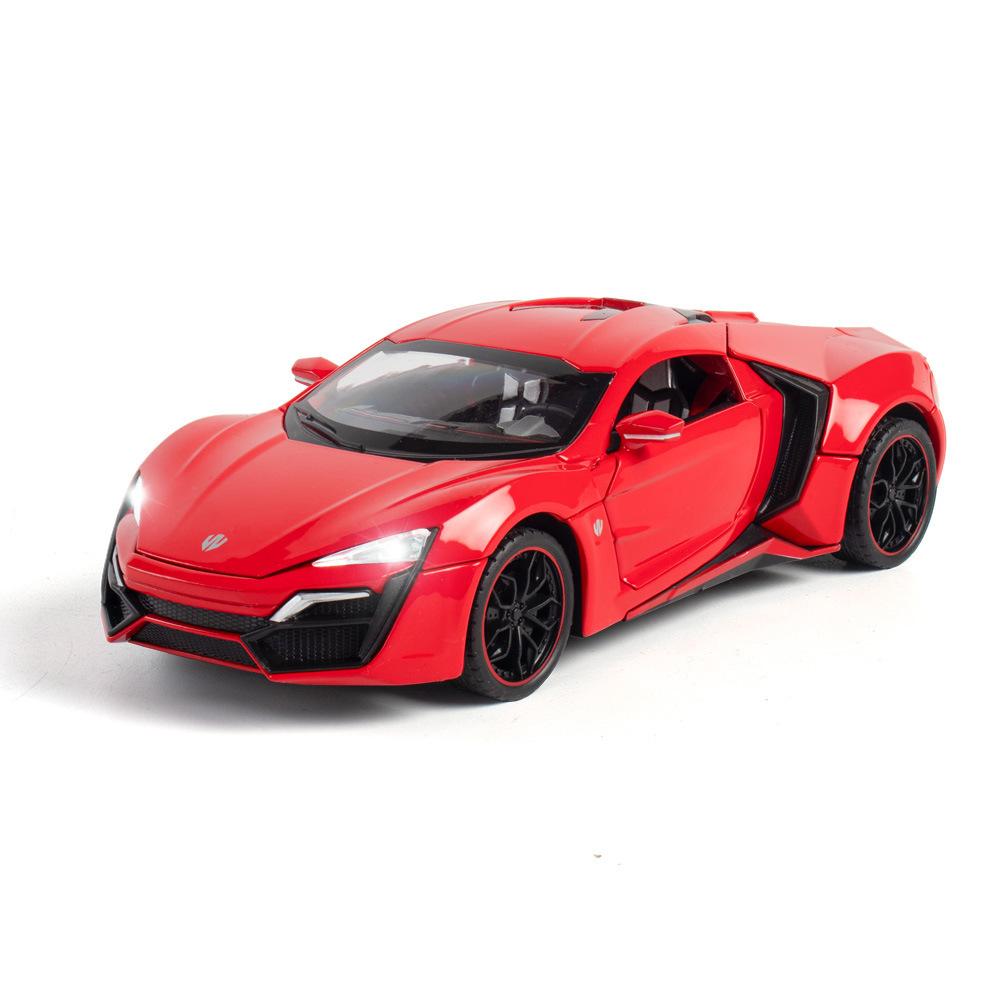 

1/24 Lykan Hyper Спортивный автомобиль Сплав Инерционная модель автомобиля Звук и свет Игрушка Коллекция Модель для хобби Украшения Подарок для друга Мальчики красный