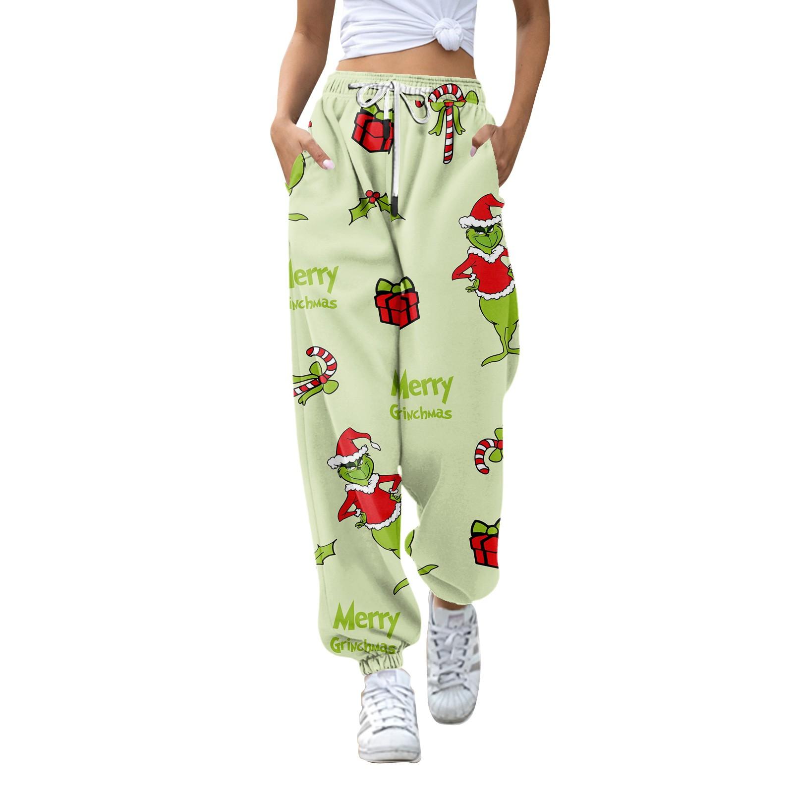 

Женские модные рождественские свободные спортивные брюки повседневного стиля на кулиске однотонные XXL