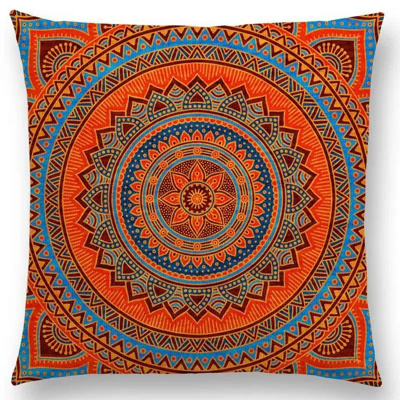 

Хиппи Мандала Бохо Радужный Цветочный Узор Декор Наволочка Подушка Солнце Луна Цветы Мечта Фантазия Великолепная Наволочка Диван 66x66cm золотистый