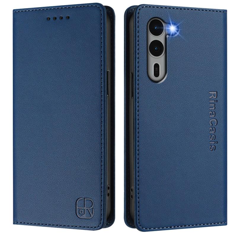 Luxuriöse Lederhülle für Fujitsu Arrows We2 Plus/F-51E/Arrows We2/F-52E RFID-blockierende Kartenfächer Magnetische Anziehungskraft Ständer Stoßfeste Klapphülle