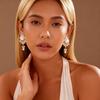Diamond-encrusted resin imitation pearl geometric rhombus silver needle earrings fashionable and elegant temperament light luxury earrings