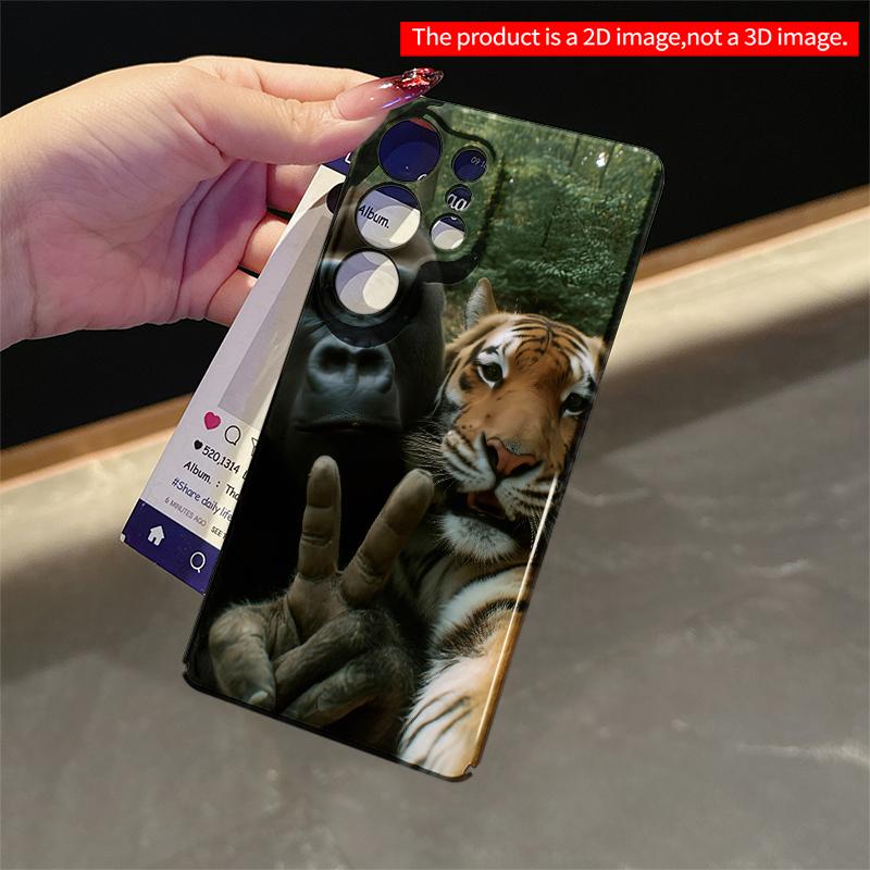 2DFlat Samsung phone case Gorilla & Tiger Forest Selfie Phone Case Applicable to Galaxy S22 S23 S24 S25ULTRA S26 A12 A13 A14 A15 A16