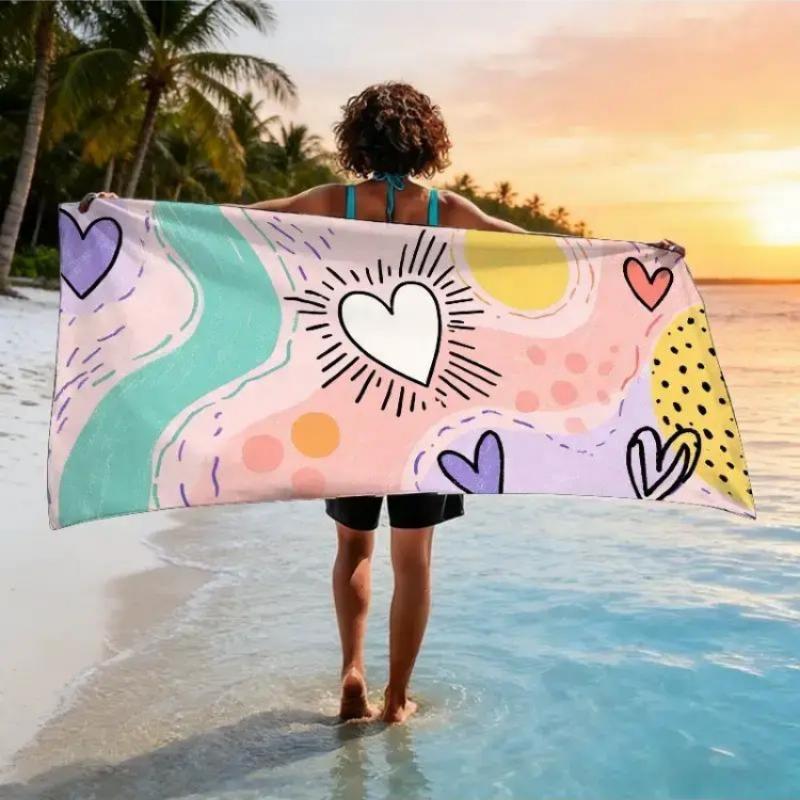 

1pc Spiritual Painting Experience Themed Beach Towel, Charity Festival Beach Towel, Soft, Absorbent, Quick-Drying, Suitable for W40*H60(CM)