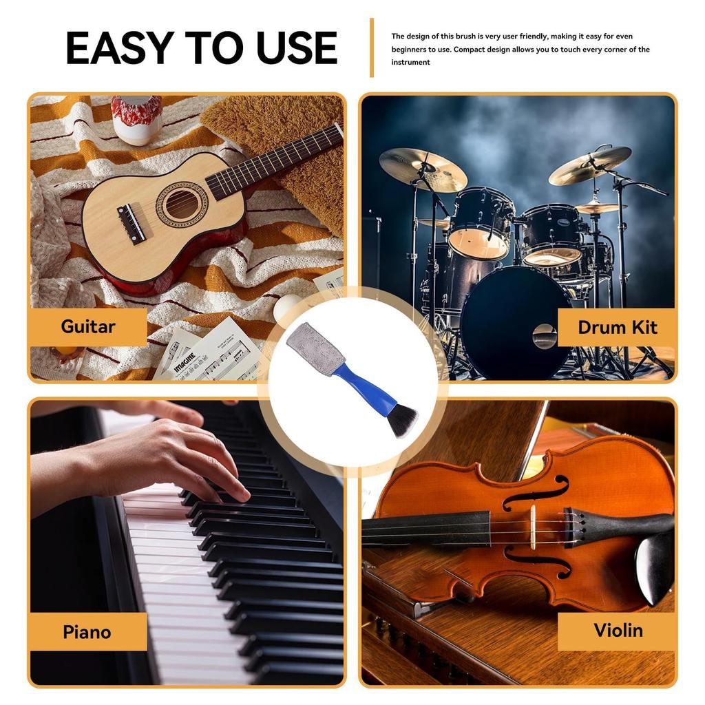 1PC Guitar Care Brush String Fingerboard Cleaning Dust Removal Brush, Double Head Musical Instrument Accessories