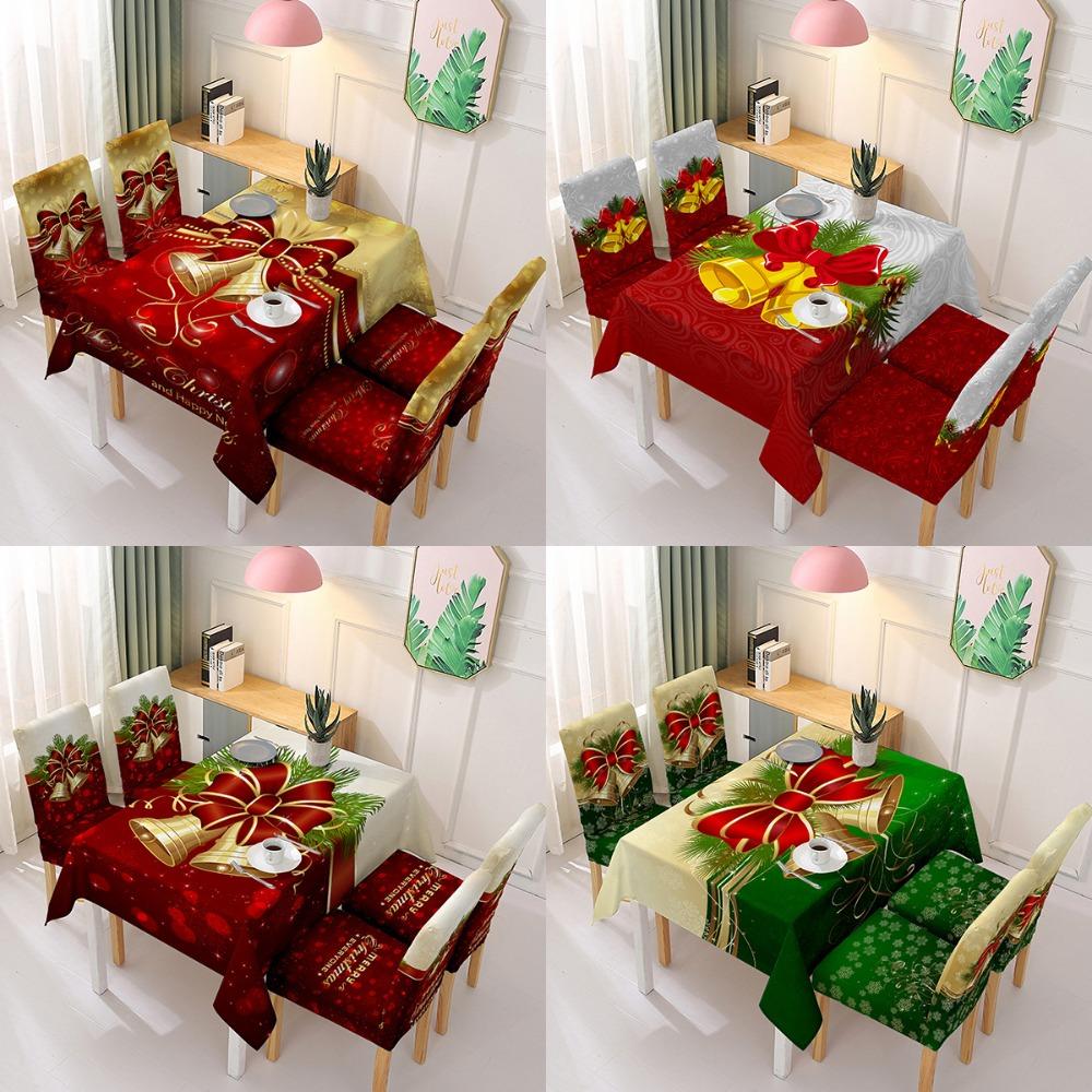 Festive Chair Covers Christmas Elastic Full Cover Waterproof Oilproof Tablecloth for Dining Table Home Decor