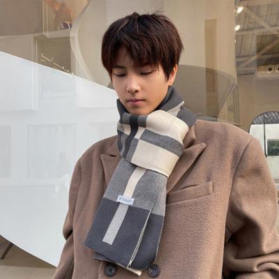 Men Scarf Classic Plaid Winter Warm Thermal Scarf Shawl Wrap Gift Casual Daily Wear Gift for Friends Family
