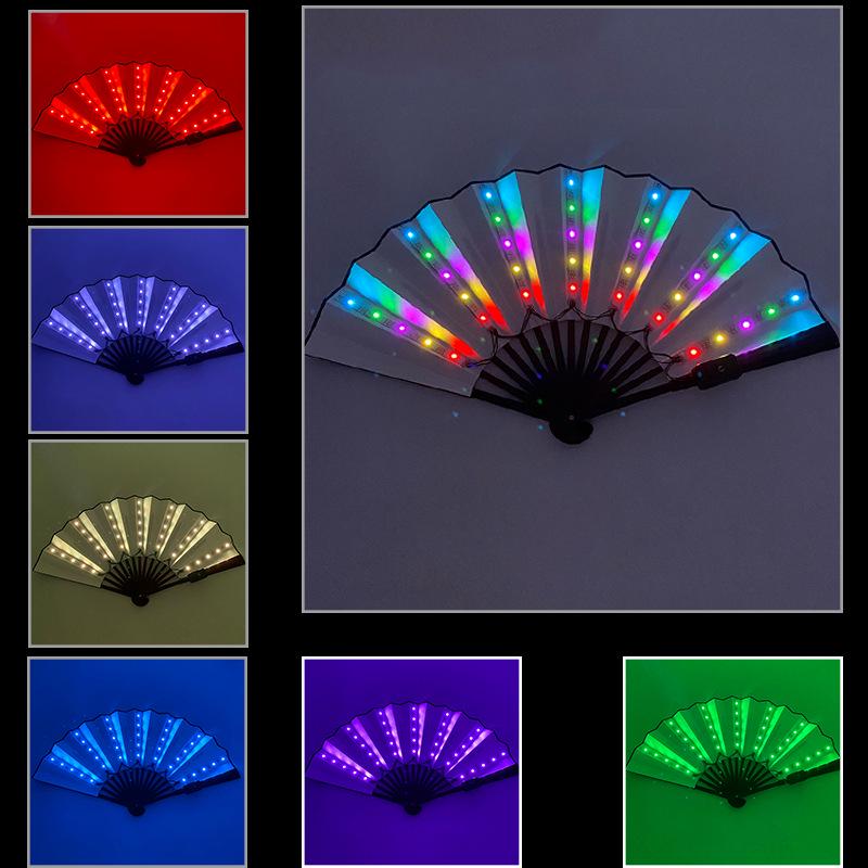 Rose Lace Edge LED Folding Fan - Wedding Gift & Dance Prop