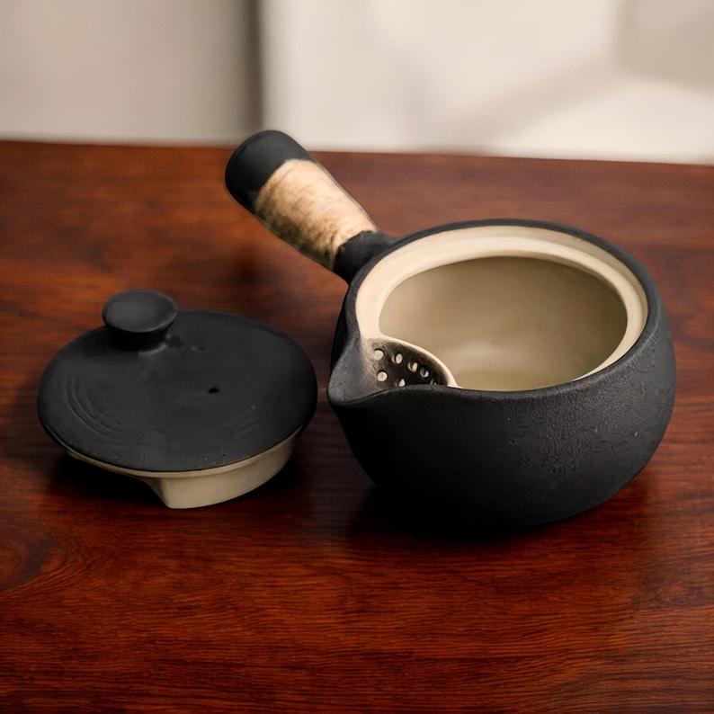 Ceramic Tea Pot with Candle Warmer Kitchenware Kungfu Teapot Set Minimalist Black Ceramic Tea Kettle
