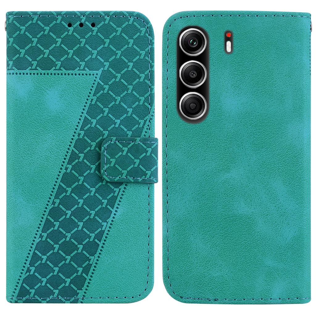 For TECNO Camon 40 Pro 5G/4G Stand Case 7-Shaped Pattern Imprint Leather Phone Cover with Strap