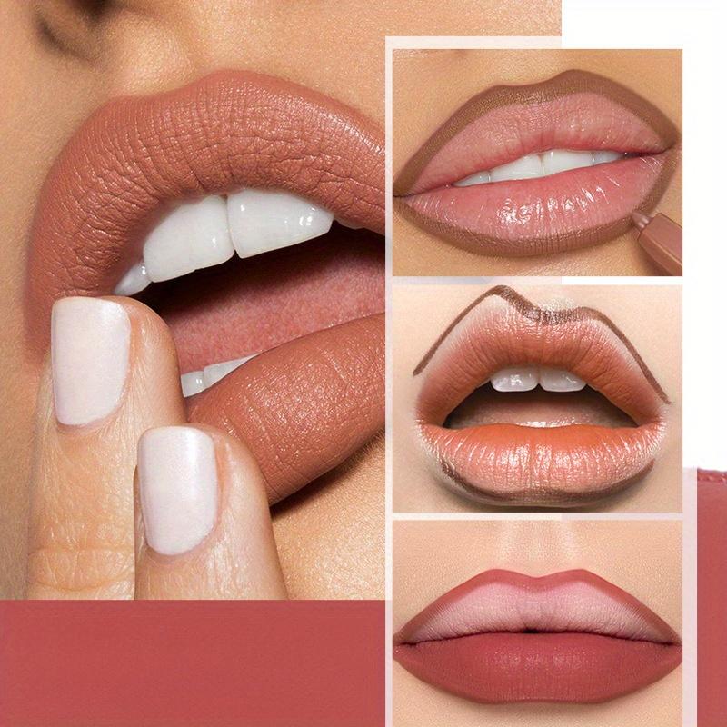 Matita per labbra opaca Impermeabile Non facile da sbavare Matita per delineare le labbra a lunga durata Morso per labbra Trucco Matita per labbra Penna per rossetto Rimpolpante per le labbra