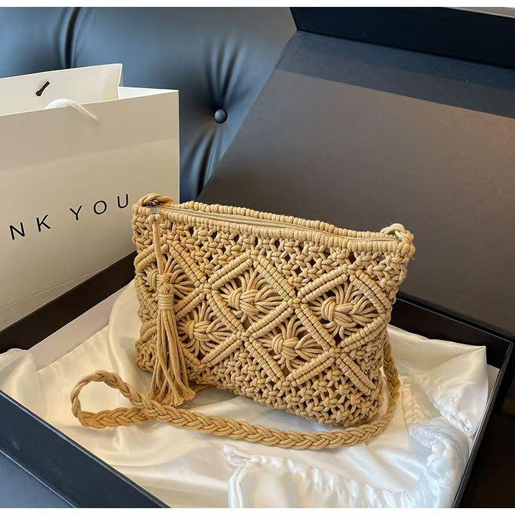 2025 Handmade Ancient Style Women's Crochet Rope Bag - Mori Girl Casual