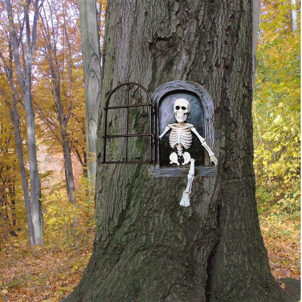 Halloween Dekorationen Einbeiniges Skelett mit Fenster für Heimwanddekorationen