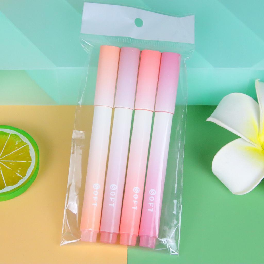 4Pcs Gradual Change Color Highlighter High Value Color Handbook Pen Student Marker Pen Office Supplies