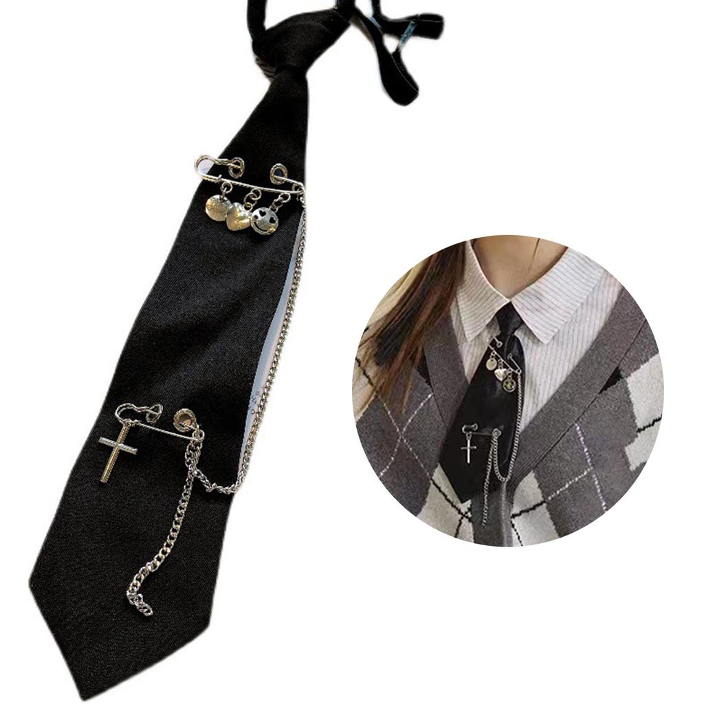 Teens Students Shirt Necktie Women College Style Plain Uniform Detachable Collars Removable Ties Costume Accessories