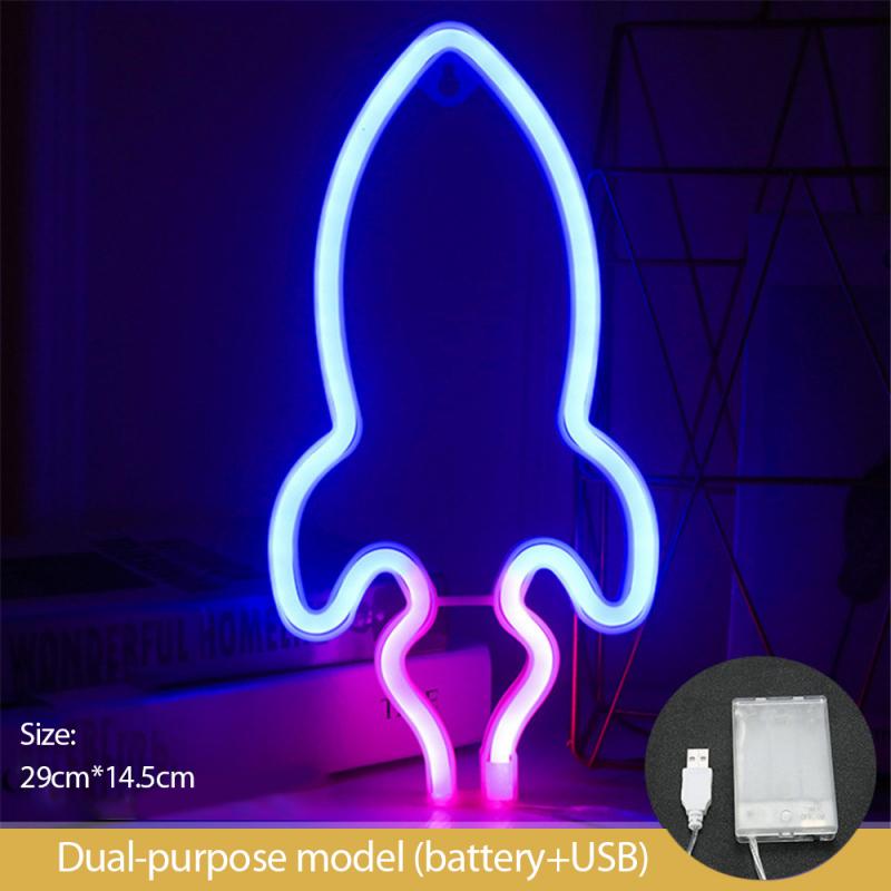 

Space Neon Night Light Usb ET Planet Rocket Led Lights 3D Art Night Lights Lamp For Bedroom Wall Neon Led Strip AA Battry USB Plug