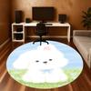 1pc Pomeranian Bow Round Chair mat office Area Rug - Non-Slip, Floor Mat for Office, Bedroom, and Indoor Decor p127161