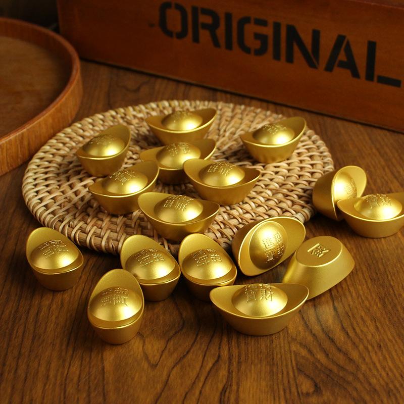 Brass cylinder five-way God of Wealth cylinder home desktop creative ingot ornament pure copper metal handicrafts copper handicrafts